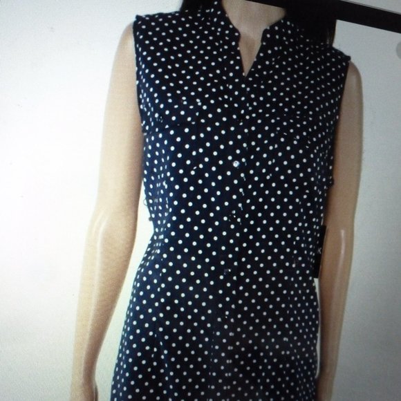 COPY - Notation's Polka Dot Button Down Collared Blouse szL - Picture 2 of 10